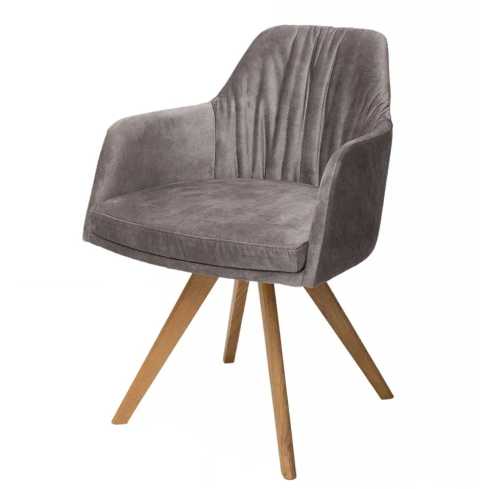 Moderner Tischsessel aus Velours Grau - Faunatia
