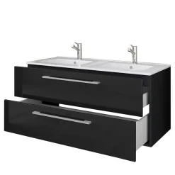 Modernes Badmöbel Ensemble in Schwarz - Vinkoja (vierteilig)