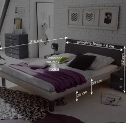 Modernes Bett Concista in Beton-Optik