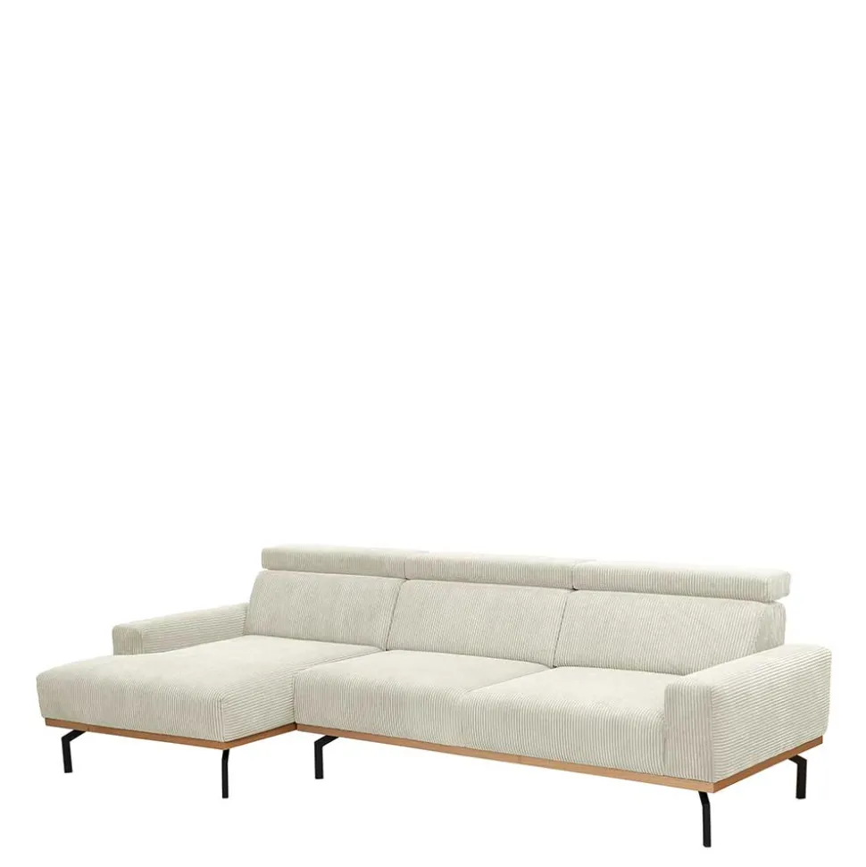 Modernes Ecksofa in Creme Cordbezug - Caldizza