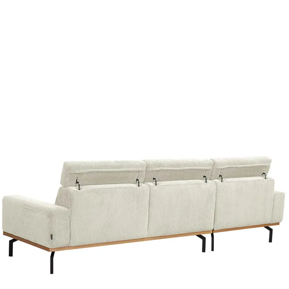 Modernes Ecksofa in Creme Cordbezug - Caldizza