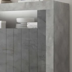 Modernes Highboard in Hellgrau & Dunkelgrau - Crespian