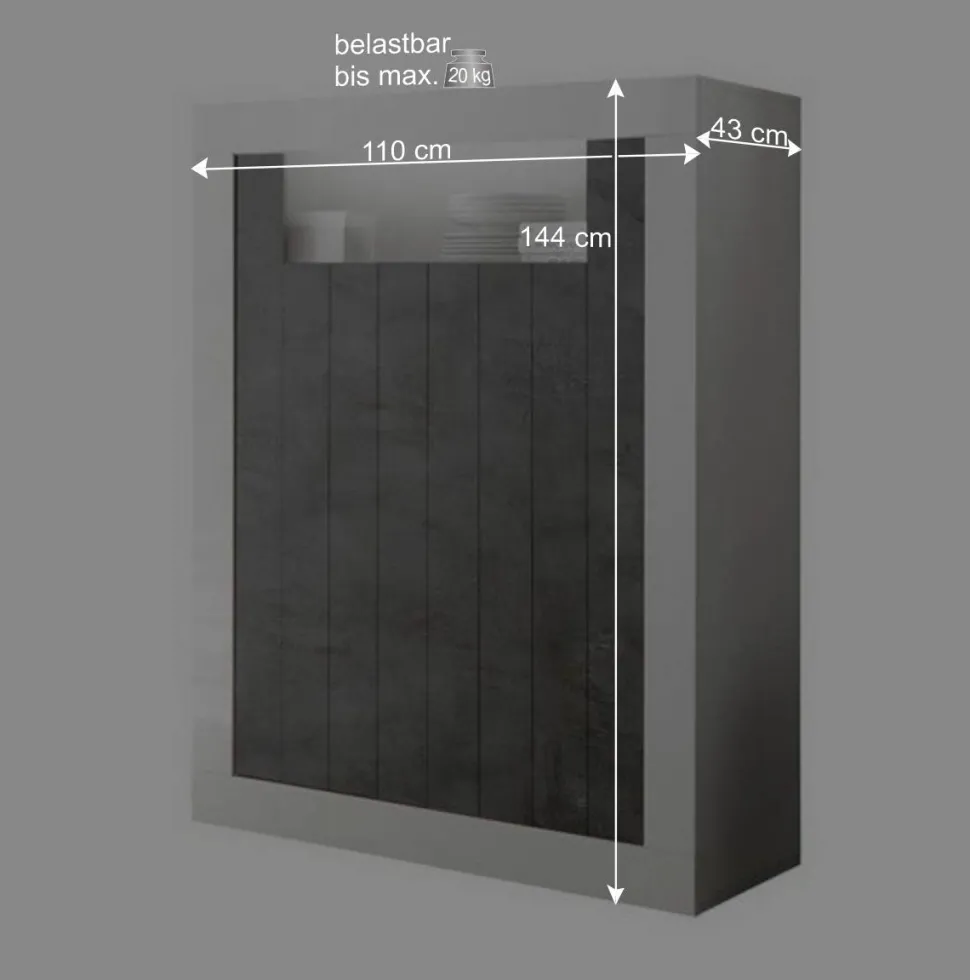 Modernes Highboard in Hellgrau & Dunkelgrau - Crespian