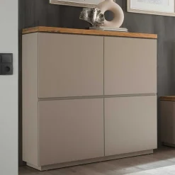 Modernes Highboard in Taupe & Akazie - Anja