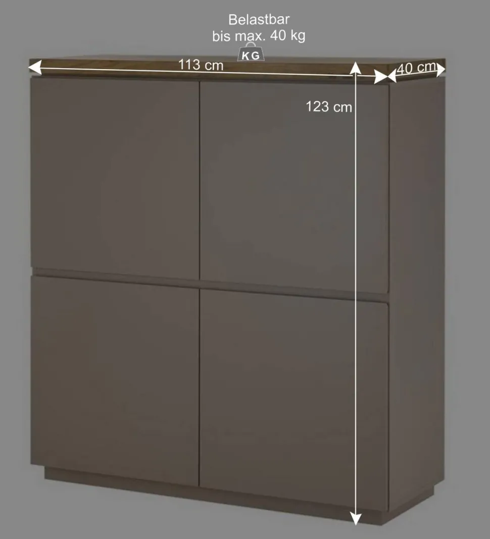 Modernes Highboard in Taupe & Akazie - Anja