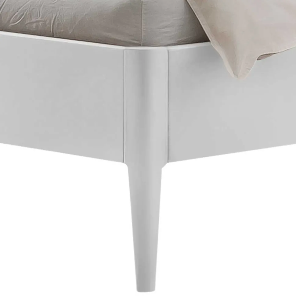 Modernes Holzbett in Weiß mit grauem Kopfteil - Cracks