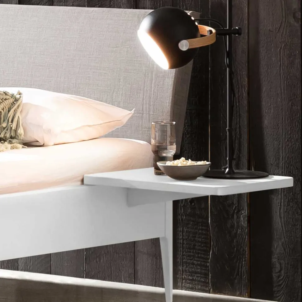 Modernes Holzbett in Weiß mit grauem Kopfteil - Cracks