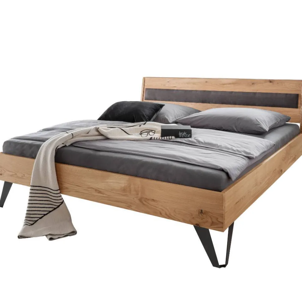 Modernes Holzbett in Wildeichefarben - Dizamora