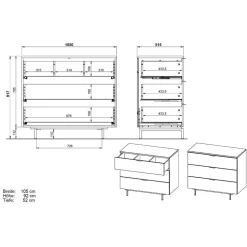Modernes Kinderzimmer in Grau - Suzanas (dreiteilig)
