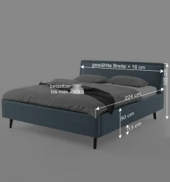 Modernes Polsterbett in Blaugrau Stoff - Sunhide