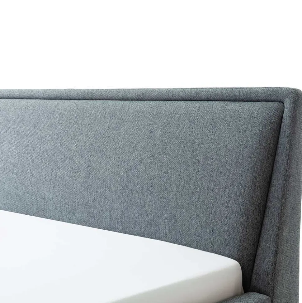 Modernes Polsterbett in Blaugrau Stoff - Sunhide