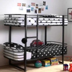 Modernes Stockbett aus Metall in Schwarz - Plentios