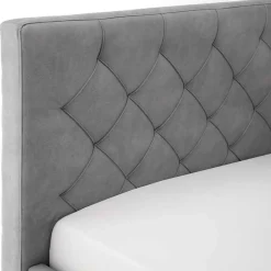 Modernes Stoffbett mit Bettkasten in Hellgrau - Villaro