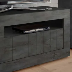 Modern-geradliniges TV Board in Dunkelgrau Dekor - Bella