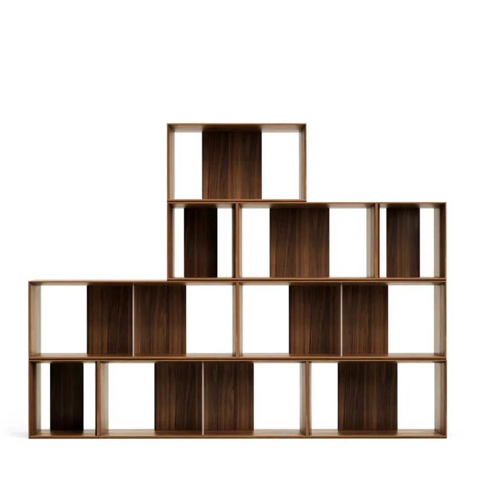 Modulregal in Nussbaum Furnier - Abelle (neunteilig)