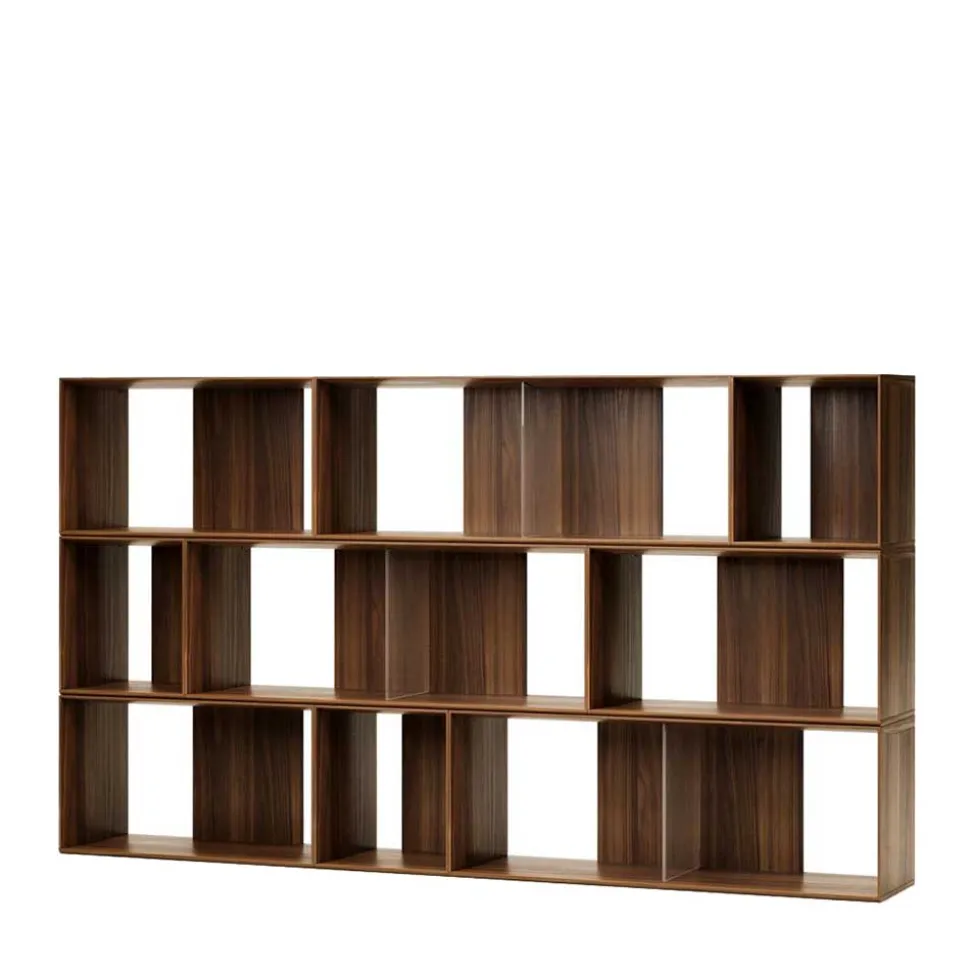 Modulregal in Nussbaum Furnier - Abelle (neunteilig)