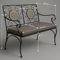 Mosaik Gartenbank mit zwei Sitzplätzen - Estravo