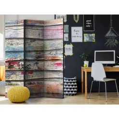 Motiv Paravent Bretterwand & Farbflecken - Alekona