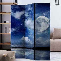 Motiv Paravent Nachthimmel Mond Wasser - Finanun