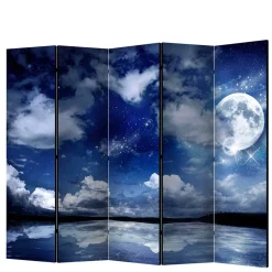 Motiv Paravent Nachthimmel Mond Wasser - Finanun