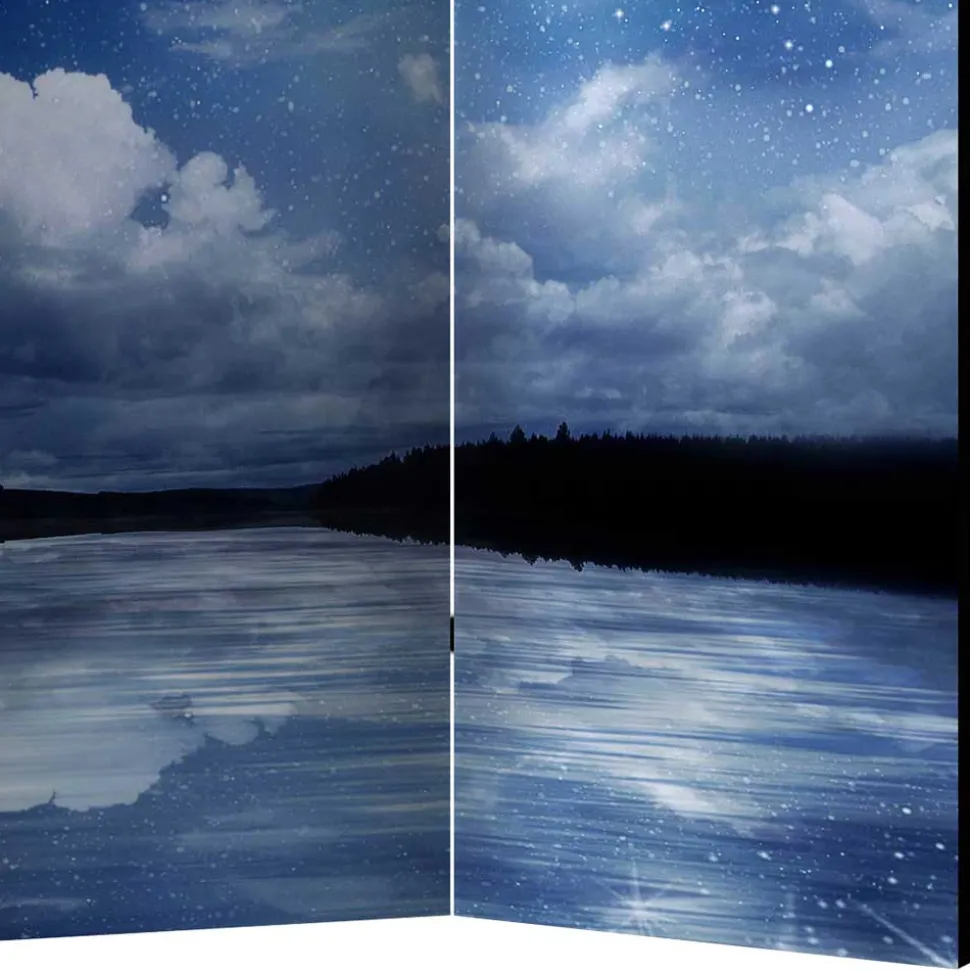 Motiv Paravent Nachthimmel Mond Wasser - Finanun