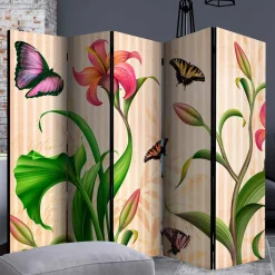 Motiv Trennwand Blume & Schmetterlinge - Rovigo
