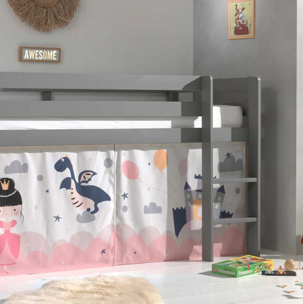 Märchen Kinderzimmer Hochbett in Grau - Uschi
