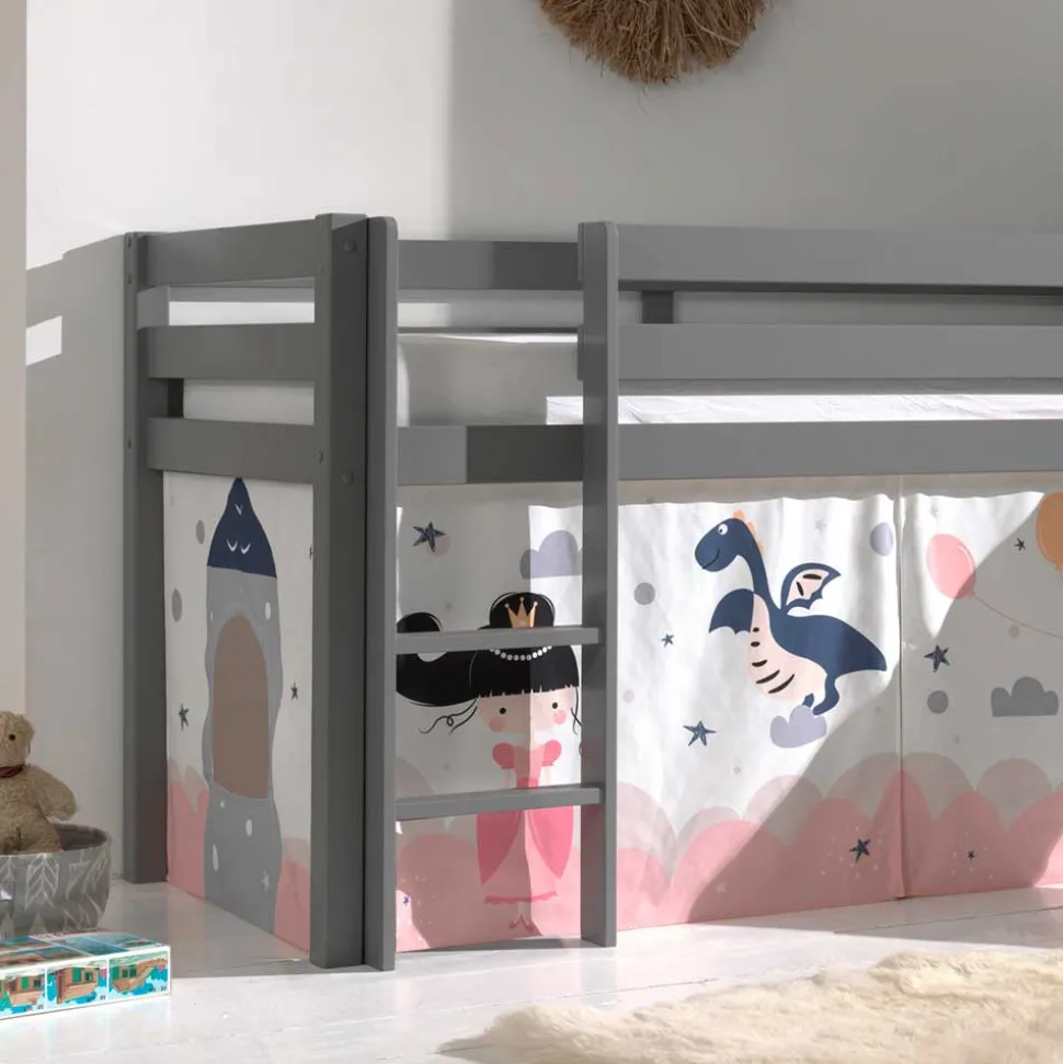 Märchenhaftes Hochbett mit Vorhangset - Karin