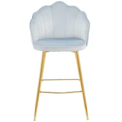 Muschel Barstühle in Hellgrau & Gold - Locceri (2er Set)