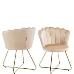 Muschelstühle in Beige und Gold - Cagahan (2er Set)