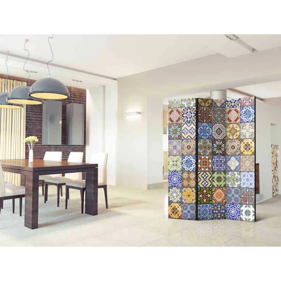 Muster Kachel Optik Paravent in Bunt - Nany