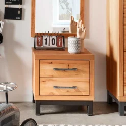 Nachtkommode aus Kernbuche & Eisen - Dimphi