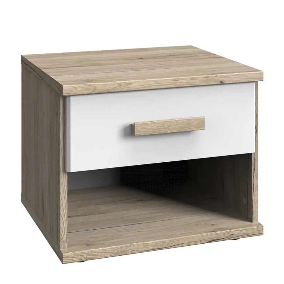 Nachtkommode in Eiche San Remo & Weiß - Folio