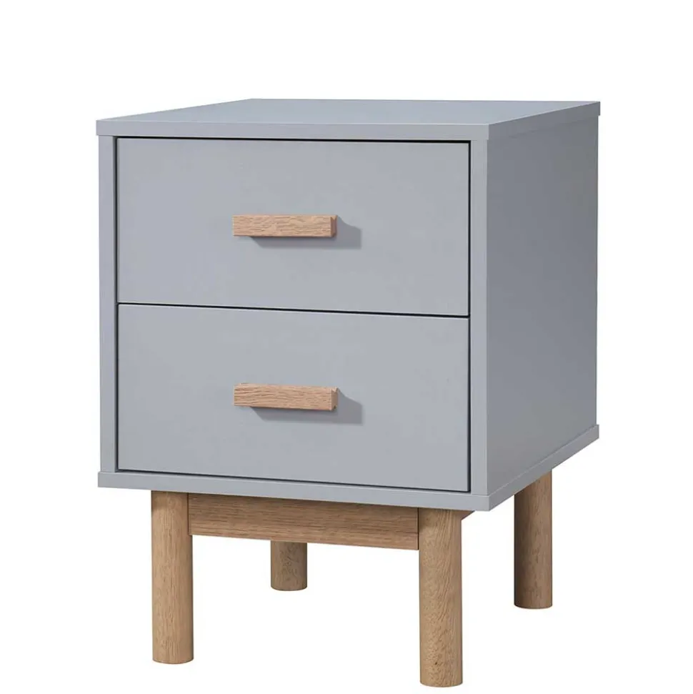 Nachtkommode in Grau mit Eiche - Caldaro
