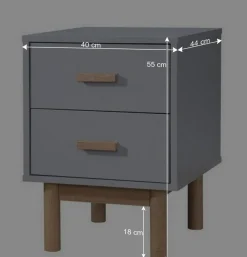 Nachtkommode in Grau mit Eiche - Caldaro