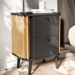 Nachtkommode in Grau und Wildeiche - Penzanca