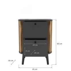 Nachtkommode in Grau und Wildeiche - Penzanca