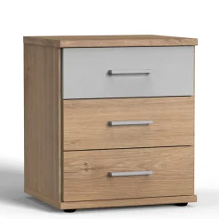 Nachtkommode in heller Beton Optik & Eiche - Anca