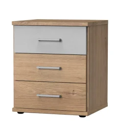 Nachtkommode in heller Beton Optik & Eiche - Anca