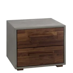 Nachtkommode in Nussbaum und Beton Optik - Araulon