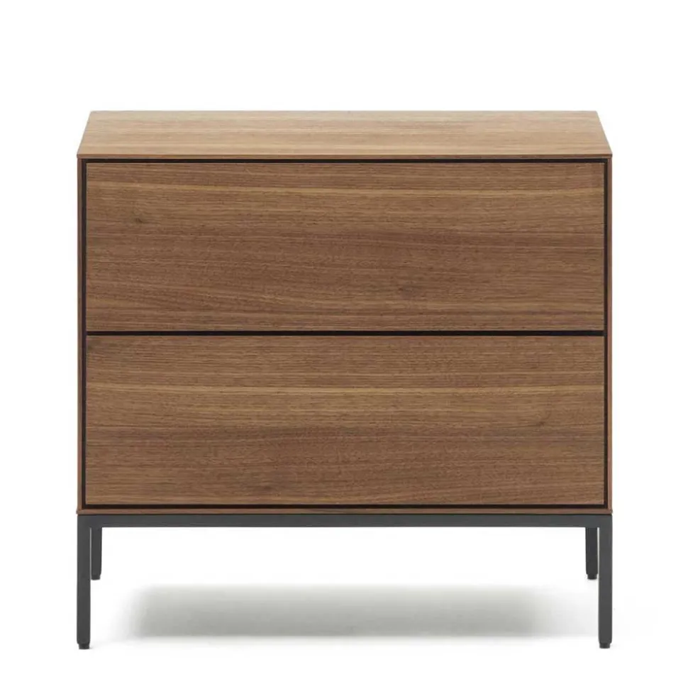 Nachtkommode in Nussbaumfarben und Anthrazit - Milena