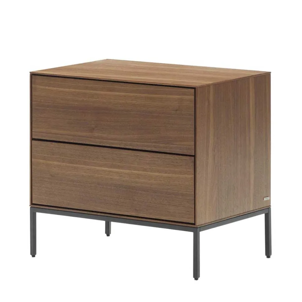 Nachtkommode in Nussbaumfarben und Anthrazit - Milena