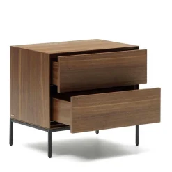 Nachtkommode in Nussbaumfarben und Anthrazit - Milena