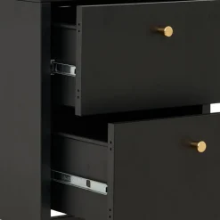 Nachtkommode in Schwarz mit Gold - Singular