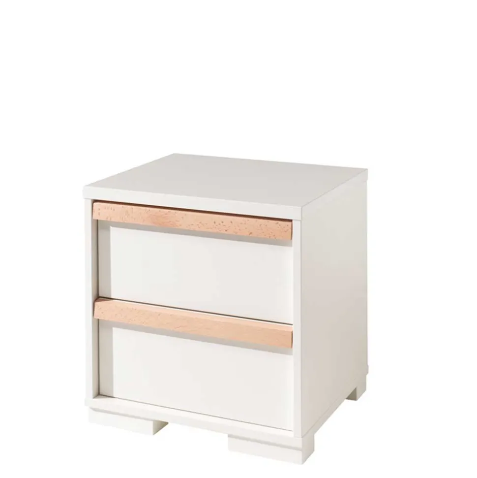 Nachtkommode in Weiß & Buche - Eldrus