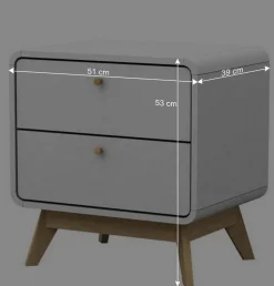 Nachtkommode in Weiß mit Eiche - Kolreva