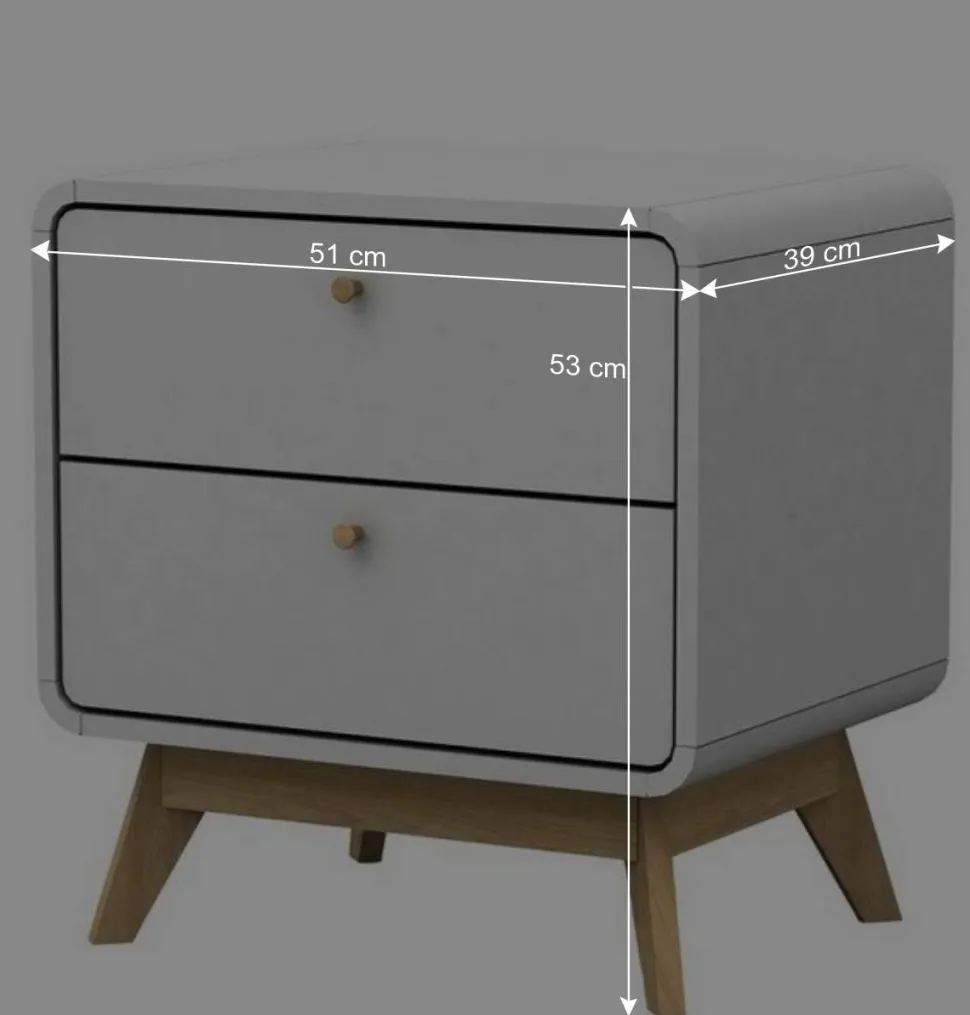 Nachtkommode in Weiß mit Eiche - Kolreva