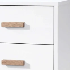 Nachtkommode in Weiß mit Eiche - Savuta