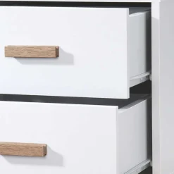 Nachtkommode in Weiß mit Eiche - Savuta