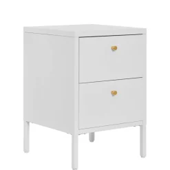 Nachtkommode in Weiß mit Gold - Lititia